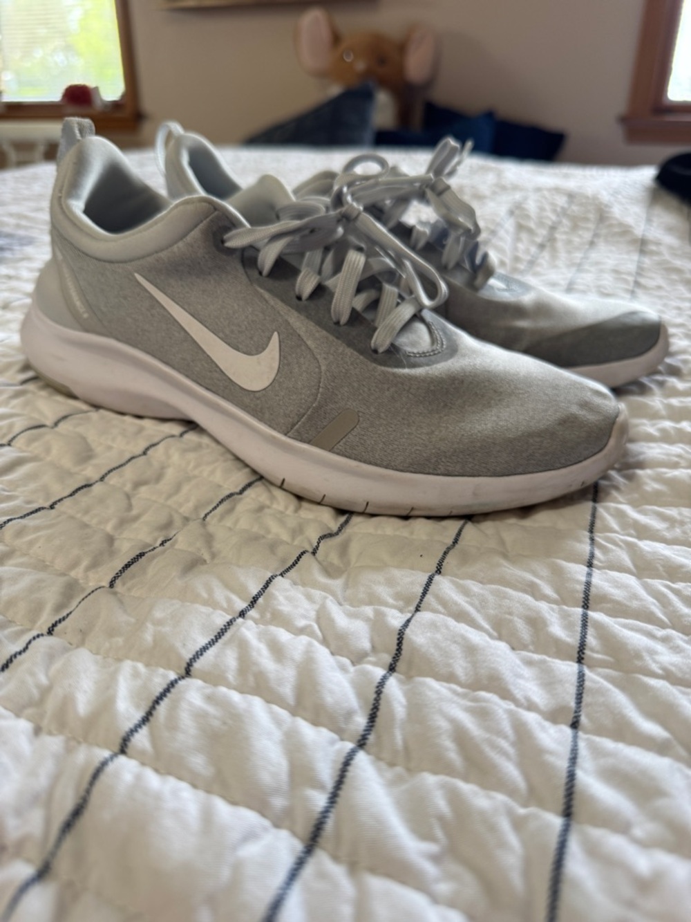 Nike Light Gray Mesh Sneakers with White Swoosh
